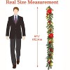 6ft Christmas Garland with Lights, Christmas Decoration with Red Poinsettia Pinecones Ball Ornaments for Mantle Staircase Fireplace Decor - 3 of 4