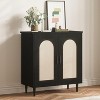 Jojoka Rattan Buffet Cabinet with Storage – Compact 2-Door Sideboard with Adjustable Shelves, Console Table for Entryway,Black - 4 of 4