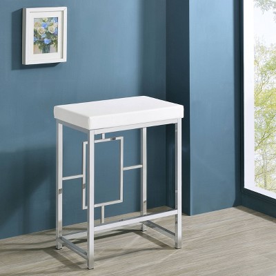 Modern Chrome and White 4-Piece Counter Height Dining Set