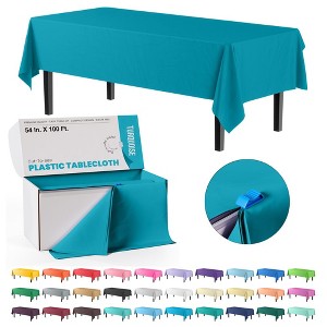 Crown Display Cut to Size Disposable Plastic Tablecloth Roll  With Cutter -54" X 100' - 1 of 4