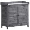 39"W Wooden Potting Bench Table, Patio Garden Workstation with 2-Tier Shelves and Side Hook - ModernLuxe - 4 of 4