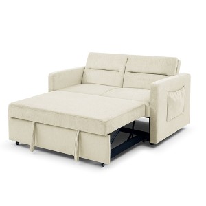 NicBex 54.5"x33"x31.5" Sleeper Sofa Couch Chenille Loveseats Sofa Bed with Pull-out Bed, 2 Arm Pocket - 1 of 4