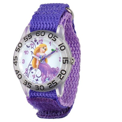 Girls' Disney Princess Rapunzel Clear Plastic Time Teacher Watch - Purple