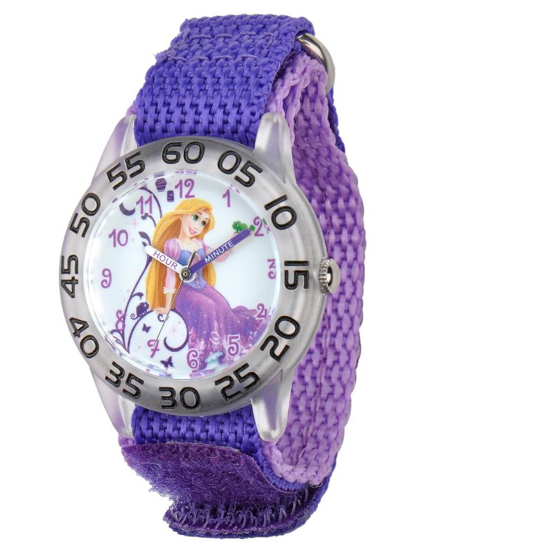 Girls&#39; Disney Princess Rapunzel Clear Plastic Time Teacher Watch - Purple, 1 of 7