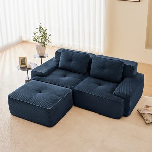 AENKYO 82-Inch Square Cloud Couch Modular Sectional Loveseat Sofa, No Assembly Required - Deep Seat Ergonomic Floor Lounge for Living Room - Camel - 1 of 4