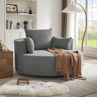 Whisen 360° Swivel Barrel Chair with Removable Pillows