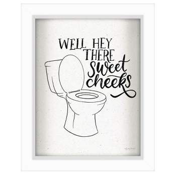 Americanflat Minimalist Motivational Well Hey There Sweet Cheeks' By Wild Apple Shadow Box Framed Wall Art Home Decor
