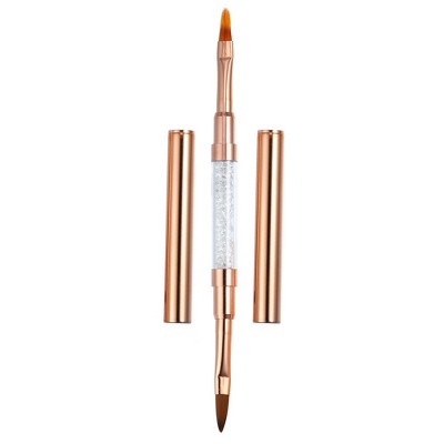 Unique Bargains Home DIY Manicure Double-Ended Nail Art Brush Rose Gold Tone 1 Pc