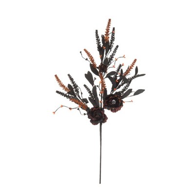 Transpac Artificial 30 in. Black Halloween Floral Eyeball Spray