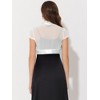 INSPIRE CHIC Women's Cap Sleeve Business Open Front Sheer Mesh Crop Bolero Shrug - 4 of 4