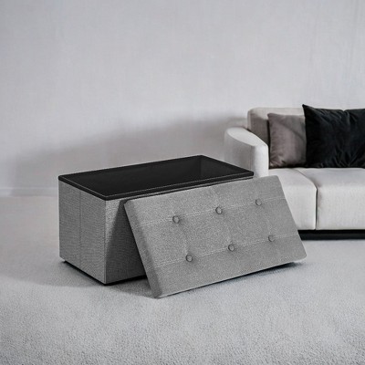30" Ottoman Storage Bench, Ottoman with Storage, Footstool, Folding Bedroom Bench, Holds 660 lb