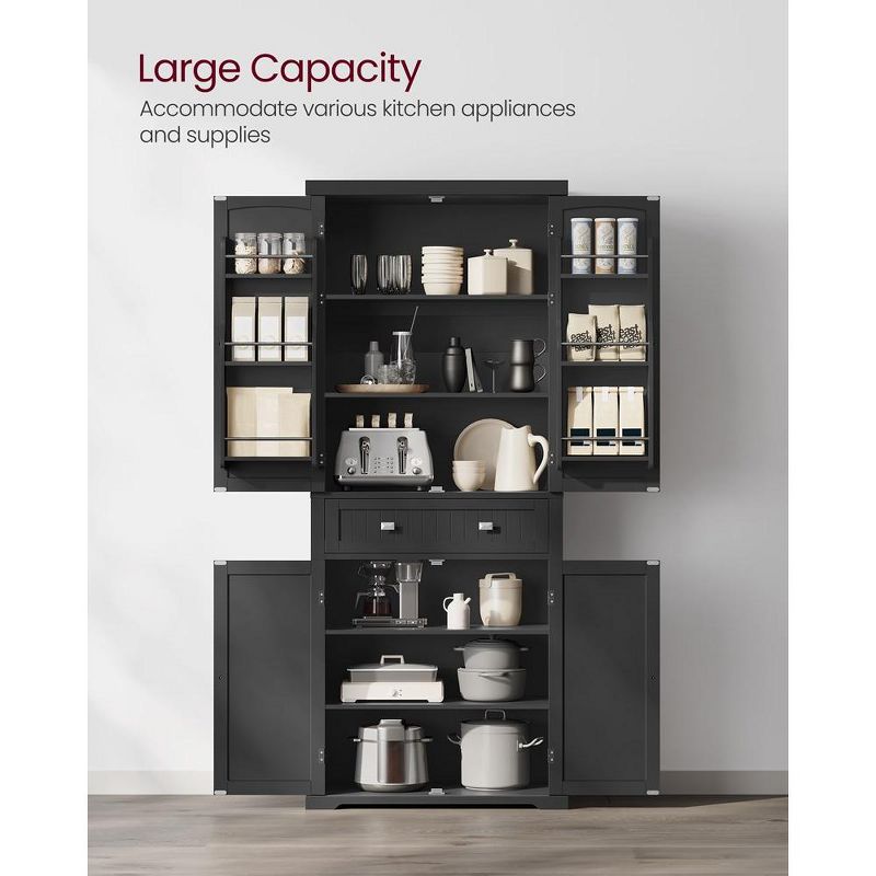 VASAGLE Kitchen Pantry Storage Cabinet, 71.9 Inches Tall Freestanding Cupboard with 1 Large Drawer, 6 Hanging Shelves, 3 of 9