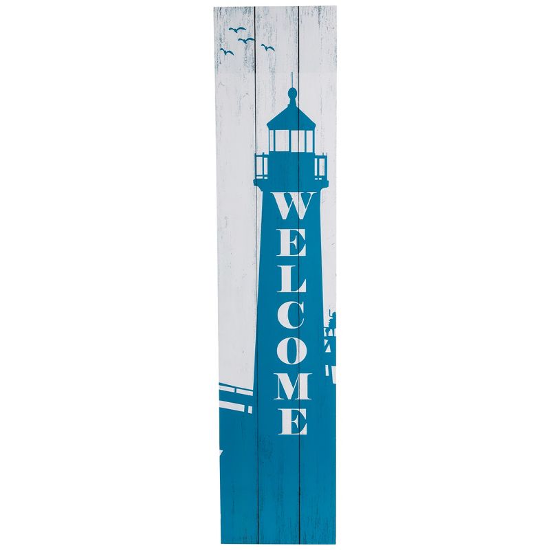 Northlight 35.75" Weathered Lighthouse "Welcome" Porch Board Sign Decoration, 1 of 6