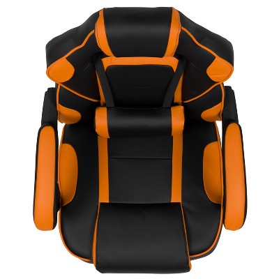 Black and Orange Reclining Gaming Chair with Massaging Lumbar