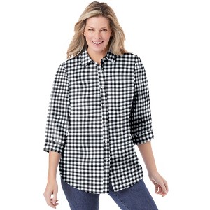 Woman Within Plus Size Perfect Three Quarter Sleeve Shirt - 1 of 4