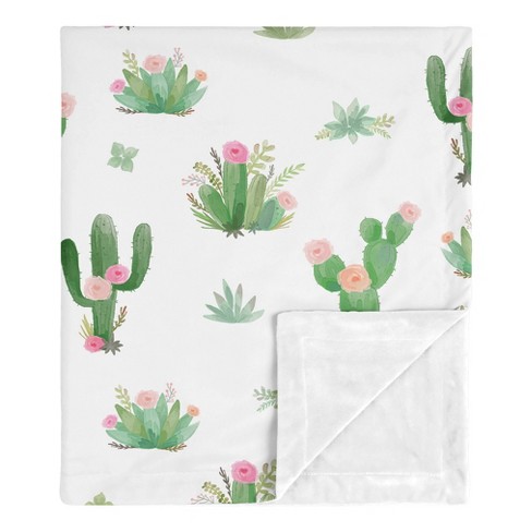 Sweet Jojo Designs Girl Baby Security Blanket Cactus Floral Pink Green and Grey