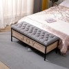 48 Inch Storage Bench Bedside Linen Upholstered Storage Bench with Button Tufted Wooden JOY Ottoman for Bedroom and Living Room - 2 of 4
