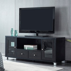 TIRAMISUBEST Black Wood TV Stand with Storage Cabinet - Mid-Century Modern Media Console for 55-65 Inch TVs - 1 of 4