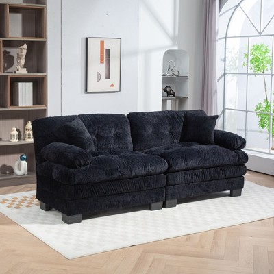 NicBex Modern Chenille Deep Seat Loveseat Sofa with Comfy Armrests & Pillows,2-Seat Sectional Sofa for Living Room,Bedroom