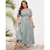 BLUEMING Summer Maxi Dress for Plus Size Women Tie Wasit Surplice Dress Flutter Sleeve A-Line Dress - 4 of 4