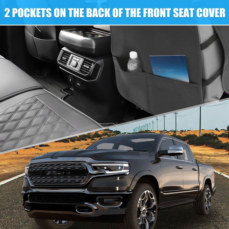 Unique Bargains Car Front Rear Seat Covers for Dodge for Ram 1500 2009-2023 5 Pcs, 3 of 7