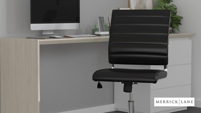 White Faux Leather Mid-Back Armless Swivel Executive Chair