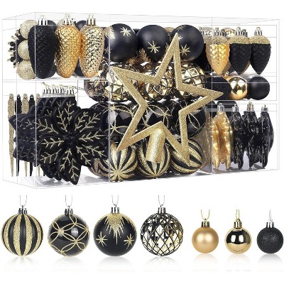 106PCS Christmas Balls Ornaments Set, Colorful Shatterproof Plastic Decorative Baubles for Xmas Tree Decor Holiday Wedding Party