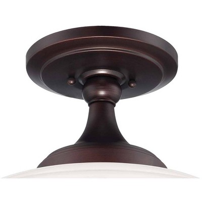 Brushed Bronze Opal Glass Semi-Flush Mount Ceiling Light