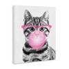 Stupell Industries Adorable Cat Bubble Gum Pink Glasses Monochrome Illustration Canvas Art, 24" x 30" - 2 of 4