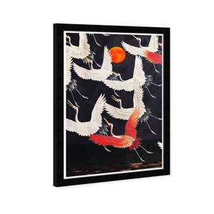 13" x 19" Birds Over the Moon Animals Framed Wall Art Black - Hatcher and Ethan - 1 of 4