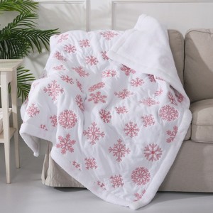 Red Snowflake Solid Quilted Throw White - Levtex Home - 1 of 3