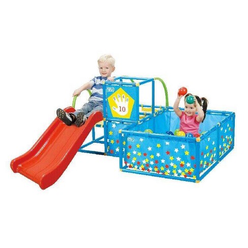 Includes Slide Eezy Peezy Active Play 3 in 1 Jungle Gym Foldable PlaySet Ball Pit & Toss Target with 50 Colorful Balls 