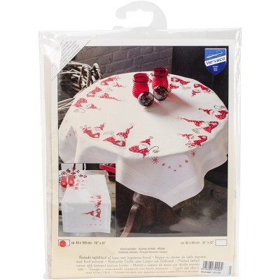 Vervaco Stamped Table Runner Embroidery Kit 16"X40"-Gnomes Christmas