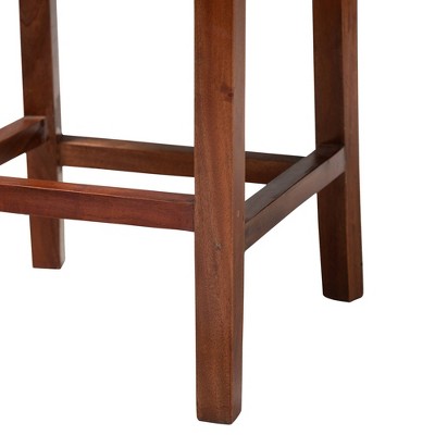 Racquel Mahogany Wood and Rattan Counter Stool in Walnut Brown