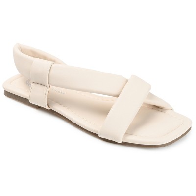 Journee Collection Womens Jaymie Tru Comfort Foam Multi Strap Low Block Heel Sandals Off White 7.5