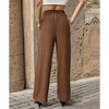 Womens Pants High Waist Wide Leg Lounge Pants with Elastic Waistband and Pockets - 2 of 4