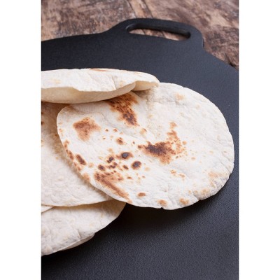 Victoria 12-Inch Black Cast Iron Tawa Dosa Pan with Loop Handle