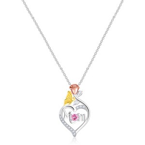 Molenia Mother's Day 925 Sterling Silver Birthstone Necklace for Mom Women Pendant Mama Necklaces Jewelry Christmas Birthday Unique Gifts for Her - 1 of 4