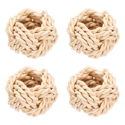 Unique Bargains Rattan Handmade Woven Corn Rope Round Napkin Ring Brown 1.6"x2.4" 4 Pcs