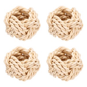 Unique Bargains Rattan Handmade Woven Corn Rope Round Napkin Ring Brown 1.6"x2.4" 4 Pcs - 1 of 4