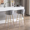 30" Velvet Bar Stools Set of 2 with Chrome Footrest and Metal Legs for Kitchen, Dining, or Bar - 2 of 4