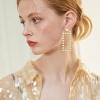 Geometric Pearl Drop Earrings – Chic Dangle Jewelry for Women - 2 of 4
