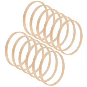 Unique Bargains DIY Wedding Decor Macrame Crafting Bamboo Wooden Floral Hoop Wreath Rings Beige 12 Pcs - 1 of 4