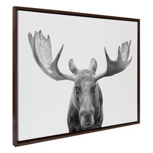 Kate & Laurel All Things Decor Sylvie Moose Black and White Framed Wall Art by Amy Peterson Art Studio Brown - 1 of 4