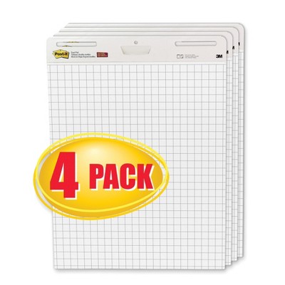 Post-It Self-Stick Easel Pad, 25 x 30 Inches, Grid Ruled, 30 Sheets, pk of 4