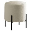 Sapphtopaz 15.5" Modern Round Ottoman Foot Stool Small Vanity Stool with Metal Legs Small Ottoman Shoe Bench for Living Room, Bedroom, Entryway, Beige - 2 of 4