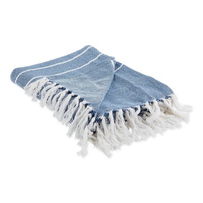 50"X60" Thin Striped Throw Blanket Blue/White - Design Imports