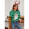 Coolmee Women’s Casual Sweaters Knitted Pullover Striped Christmas Sweaters Long Sleeve Crew Neck Sequin Santa Clause Jumper Tops M Green - 3 of 4