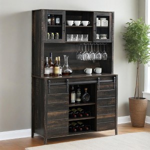 70'' Tall Coffee Bar Cabinet, Freestanding Kitchen Pantry Cabinet with Wine & Glass Rack, Wood Kitchen Hutch Storage for Kitchen Living Room - 1 of 4