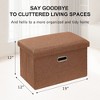 VECELO Folding Storage Ottoman Bench, End of Bed Linen Fabric Foot Rest Stool with Padded Seat, Large Footstool for Bedroom or Living Room - 3 of 4